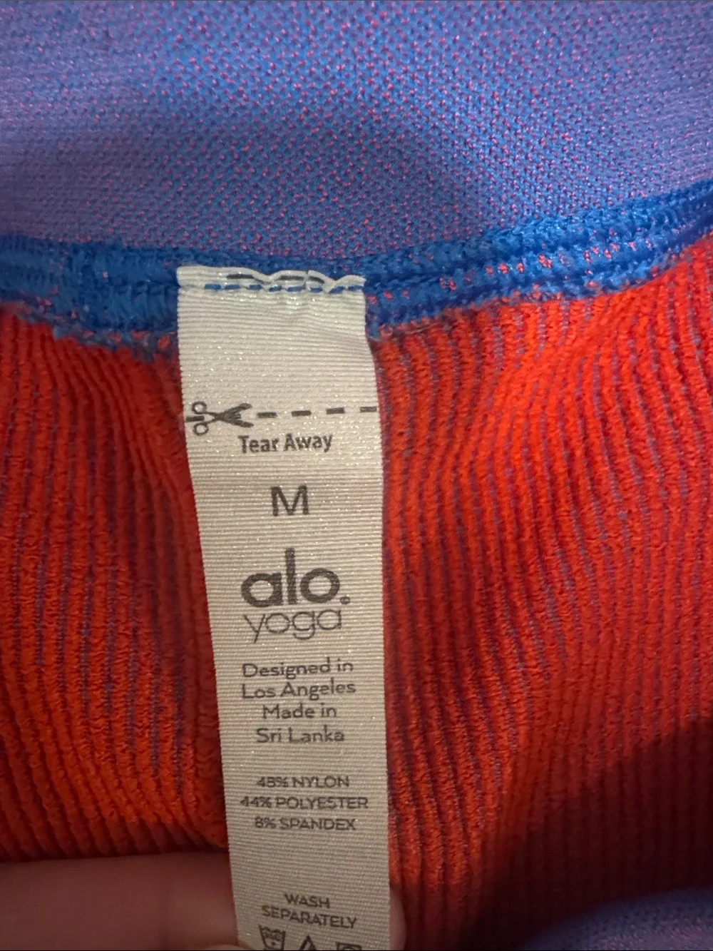 ALO Yoga Blue Leggings with red Accents
